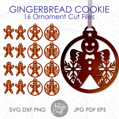Gingerbread ornament, Christmas ornaments SVG - Artisan Craft - 001