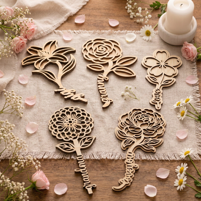 Mother's Day Flower Laser SVG Bundle - HappyDesignStudio - 002