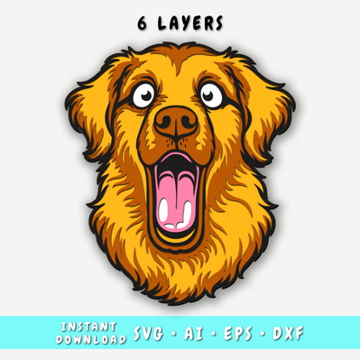 Funny Golden Retriever Multilayer SVG, 6 Layer Cut File
