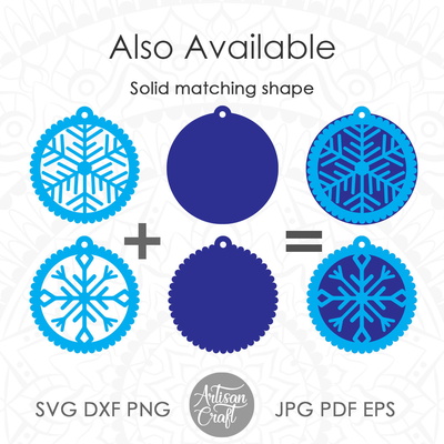 Snowflake earrings SVG, laser cut earrings, Christmas  - Artisan Craft - 004