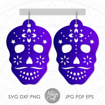 頭骨耳環 svg 顯示糖頭骨 - Artisan Craft - 001