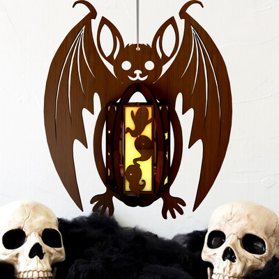 萬聖節蝙蝠燭台雷射切割模板 - LaserCutano - 004