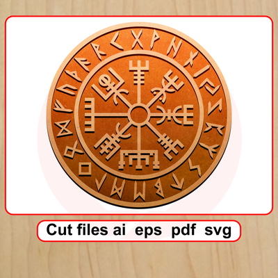 Laser cut SVG Vegvisir viking compass vector template - Daniel San - 001