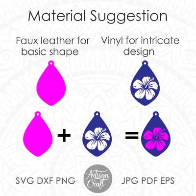 Hibiscus Earrings SVG for making floral jewelry  - Artisan Craft - 007