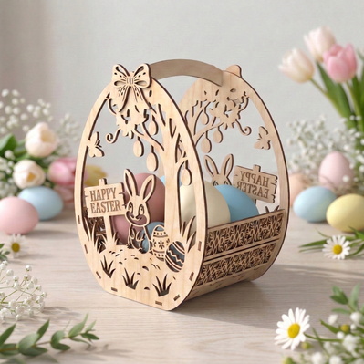 Easter Basket Laser SVG Bundle, 5 Laser Cut Easter Baskets - HappyDesignStudio - 002