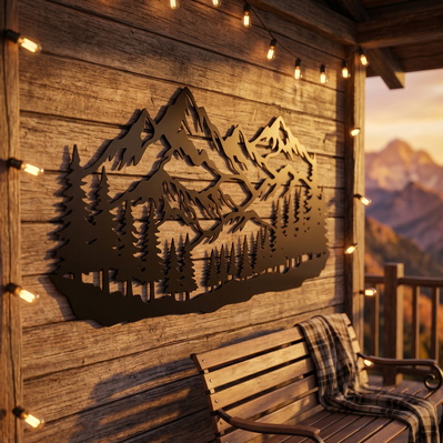 Mountain Forest Metal Wall Art SVG, CNC Plasma Cut File - HappyDesignStudio - 002