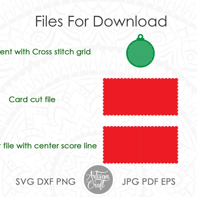 十字繡聖誕裝飾，svg 剪切文件 - Artisan Craft - 004