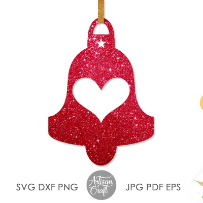 聖誕鈴鐺 svg，雷射就緒文件，單線設計 - Artisan Craft - 003