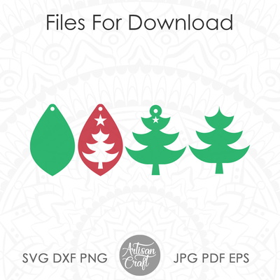 聖誕樹耳環 svg，淚珠 - Artisan Craft - 005