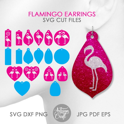 用於製作熱帶珠寶的火烈鳥耳環 svg 切割文件 - Artisan Craft - 001