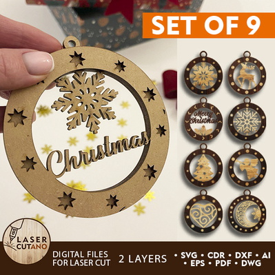 CHRISTMAS ORNAMENTS Baubles Bundle - LaserCutano - 001