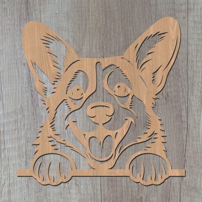 偷看柯基犬雷射 svg、狗爪印、寵物愛好者剪貼文件 - HappyDesignStudio - 002