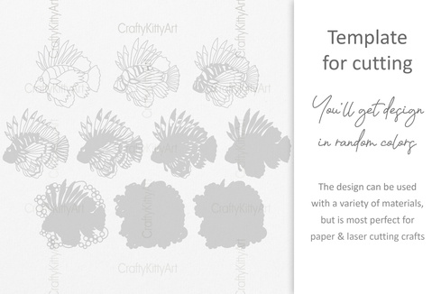 Lionfish, Mandala Fish, 3D layered SVG DXF PNG files Lionfish, Mandala Fish, 3D layered SVG DXF PNG files - CraftyKittyArt - 001