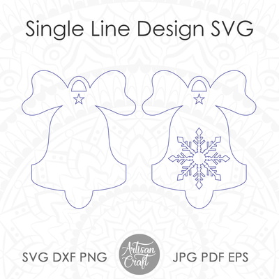 鈴鐺聖誕飾品，svg，單線 svg - Artisan Craft - 005