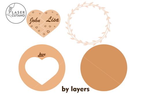 心形多層牆藝術愛情禮物標誌定制名字婚禮 心形多層牆藝術愛情禮物標誌定制名字婚禮 - LaserCutano - 001
