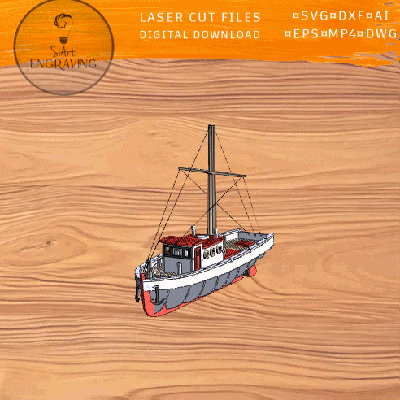 Fishing Boat Laser Cut Files - SiArt - 002