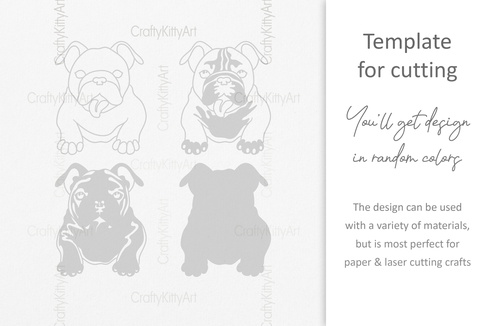 英國鬥牛犬,可愛的狗,3d 分層 svg dxf png 文件 英國鬥牛犬,可愛的狗,3d 分層 svg dxf png 文件 - CraftyKittyArt - 001