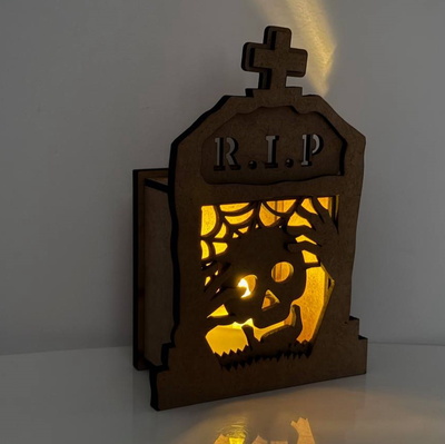 Rip 墓碑燭台 - 萬聖節燈籠 - LaserCutano - 002
