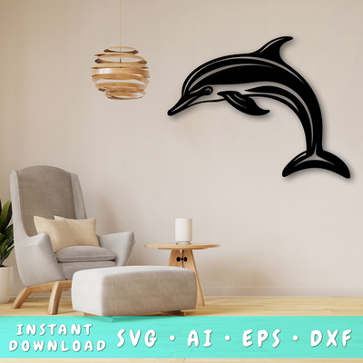Dolphin 雷射 svg 切割檔、dolphin glowforge 文件 - HappyDesignStudio - 001
