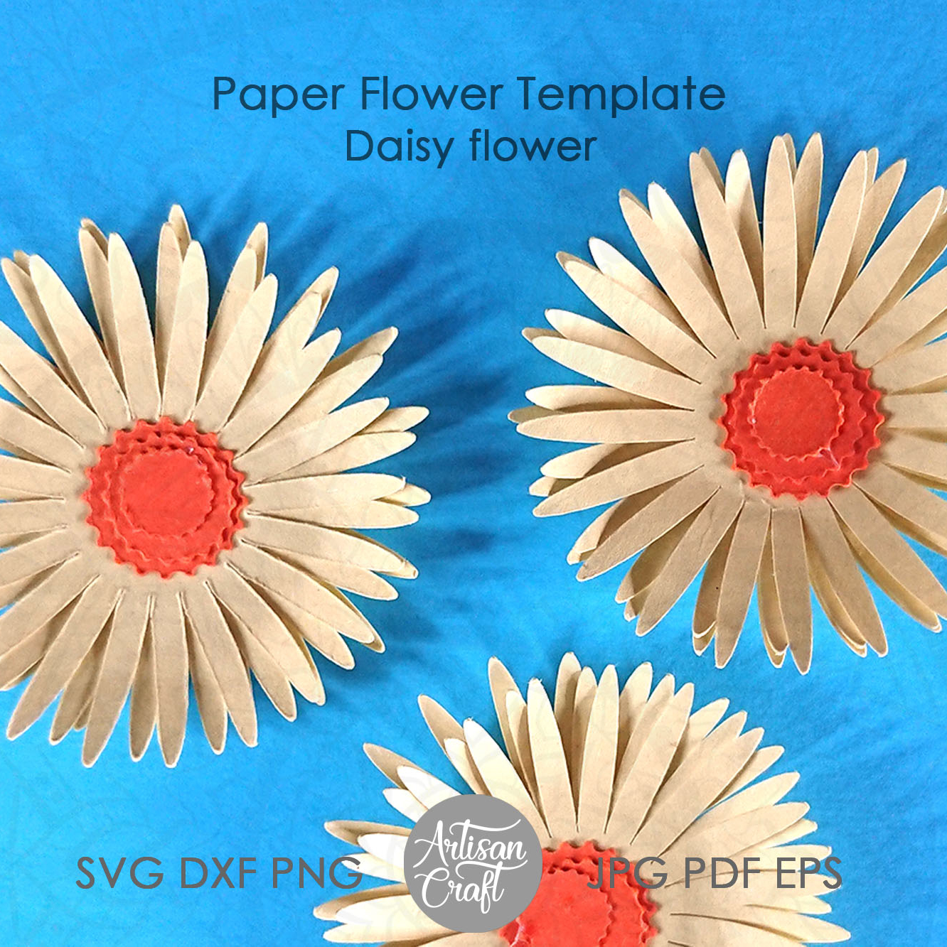 雛菊花svg、紙雛菊svg、紙花剪切文件- Design Market, image size:1332x1333